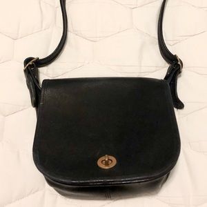 Vintage Coach purse black leather hand bag